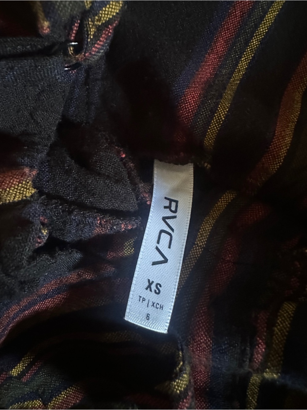 RVCA Medway Black Multi Striped Button-Up Midi Dress, Size XS - Picture 6 of 8